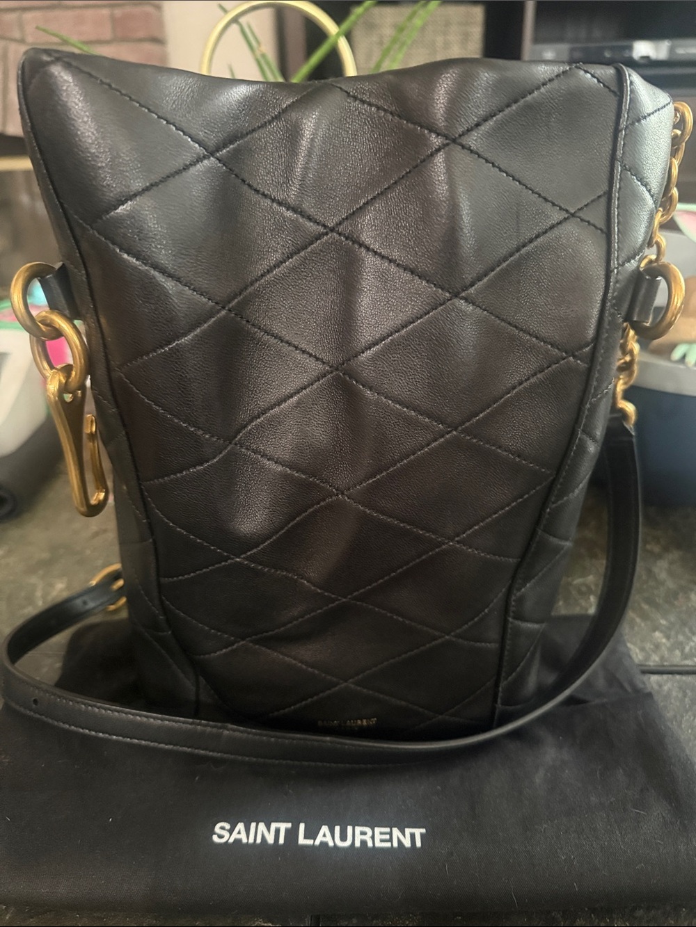 Saint Laurent Le Maillon Hook Quilted Bucket Bag Shoulder/ Crossbody - Picture 2 of 6